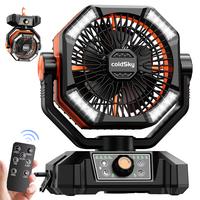 20000mAh Camping  Dual Motor, Battery Operated  with Remote & 4 LED Lantern, Portable Outdoor  with Hook for Tent, Power Outa...