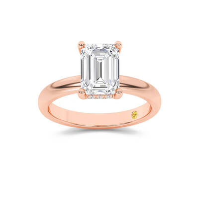 Firefly Hidden Halo Emerald Cut Lab Grown Diamond Engagement Ring | 18K Rose Gold 1 5/8 CT. TW.