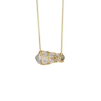 Caged Quartz Gemstone Necklace