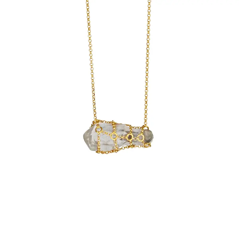 Caged Quartz Gemstone Necklace
