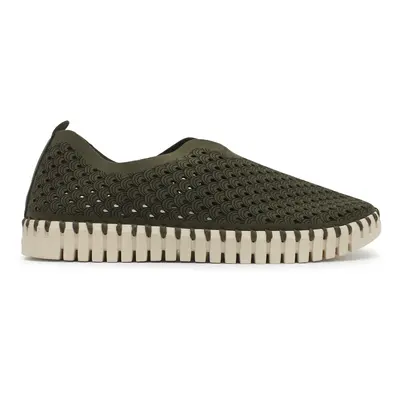 Ilse Jacobsen Tulip 3275 Textile Women's Slip On Shoes - Deep Olive - Size:US 9 Women
