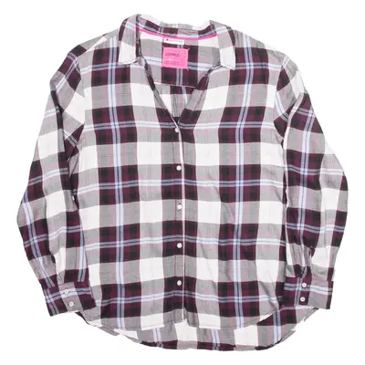 STREET ONE Relaxed Fit Womens Shirt Maroon Check Long Sleeve UK 16