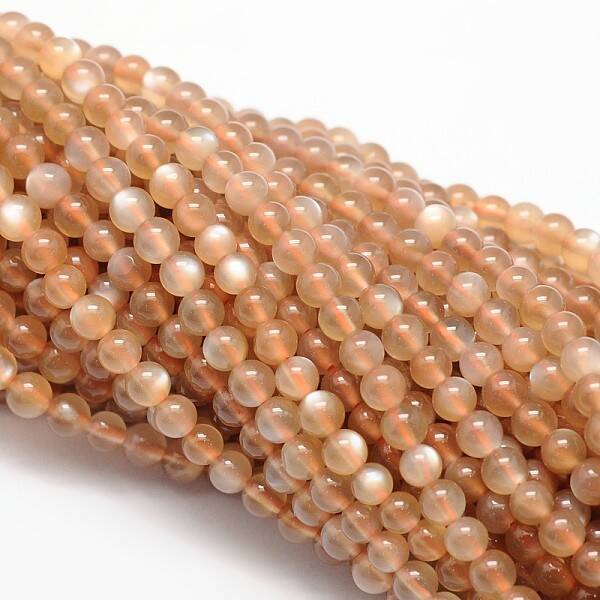 Natural Peach Moonstonee Beads Strands