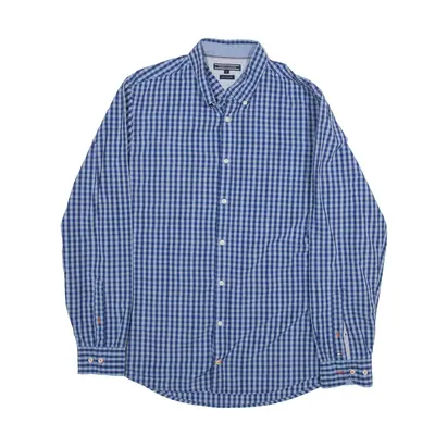 TOMMY HILFIGER Shirt Blue Check Long Sleeve Mens L