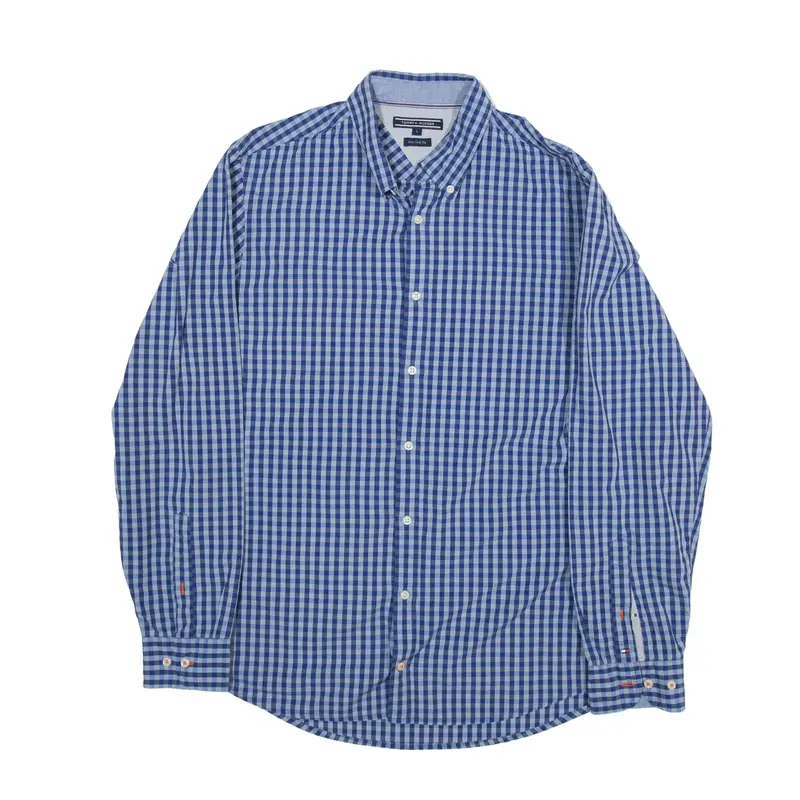 TOMMY HILFIGER Shirt Blue Check Long Sleeve Mens L