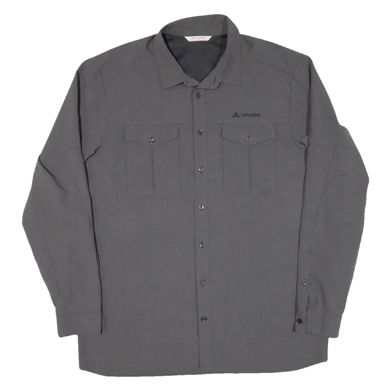 VAUDE Mens Plain Shirt Grey Long Sleeve XL