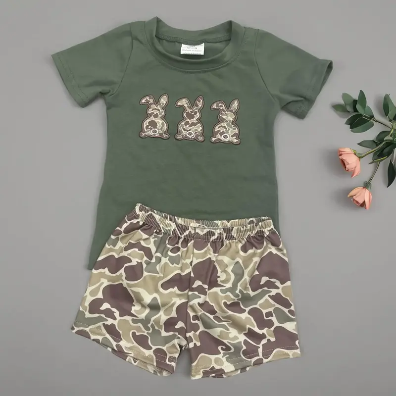 Boy Easter Outfit Camo Bunny Clothing Set Boy Bunny Set