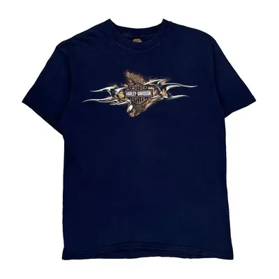 New Berlin Harley Davidson Graphic T-Shirt - Large Navy Cotton