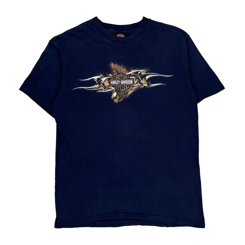 New Berlin Harley Davidson Graphic T-Shirt - Large Navy Cotton
