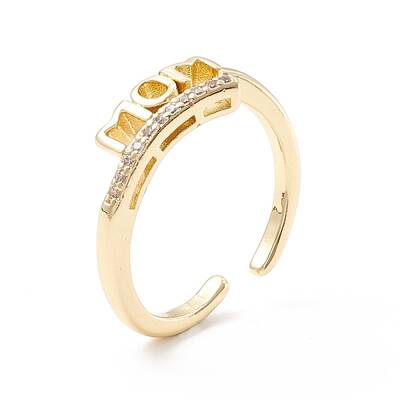 Word Mom Cubic Zirconia Cuff Ring