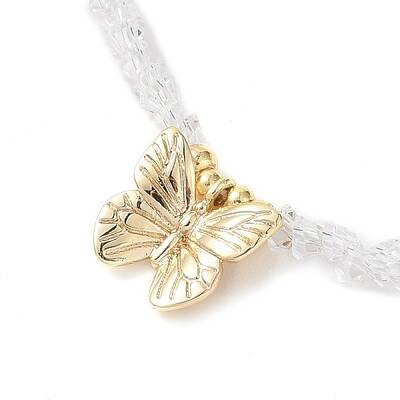 Brass Butterfly Pendant Natural Pearl Necklaces