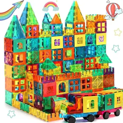 103 PCS Magnetic Building Tiles Set with 2 cars,Magnetic Tiles Kids Toys for Toddler Magnetic Blocks Building Toys Preschool ...