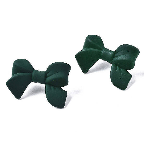 Spray Painted CCB Plastic Bowknot Stud Earring Findings