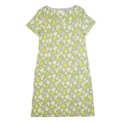 WHITE STUFF Cactus Womens T-Shirt Dress Green Short Sleeve Knee Length UK 10