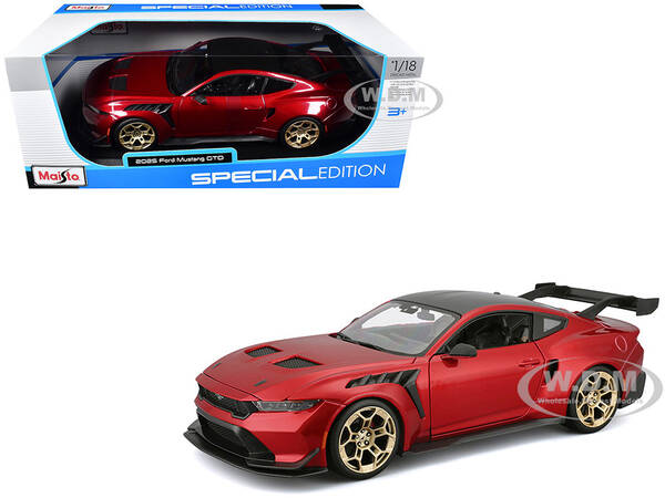 2025 Ford Mustang GTD Red Metallic with Black Top Special Edition Series 1/18 Diecast Model Car by Maisto