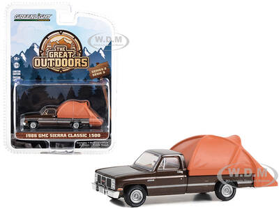 1986 GMC Sierra Classic 1500 Pickup Truck Dark Brown Metallic with Modern Truck Bed Tent \