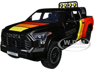 2023 Toyota Tundra TRD 4x4 Pickup Truck Black and Red with Stripes with Sunroof and Wheel Rack Limited Edition to 2400 pieces...