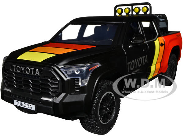 2023 Toyota Tundra TRD 4x4 Pickup Truck Black and Red with Stripes with Sunroof and Wheel Rack Limited Edition to 2400 pieces...
