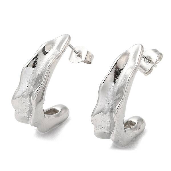 Non-Tarnish 304 Stainless Steel Twist Bean Pod Stud Earrings