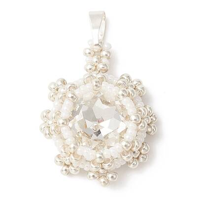 K9 Glass Rhinestone & Seed Beaded Pendants