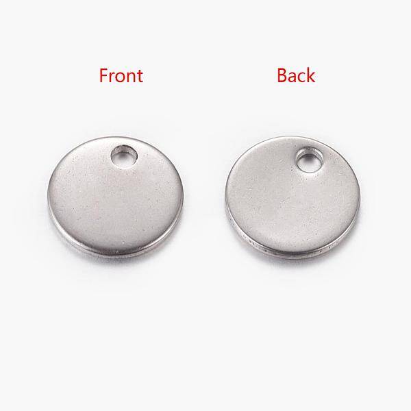 Tarnish Resistant Original Color Stamping Blank Tag Charms 304 Stainless Steel Flat Round Pendants