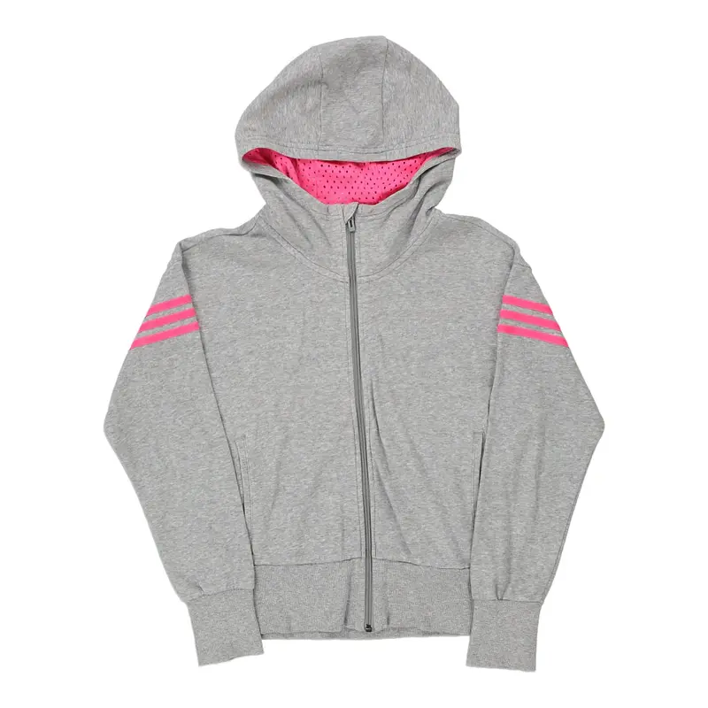 Age 11-12 Adidas Hoodie - Medium Grey Cotton Blend