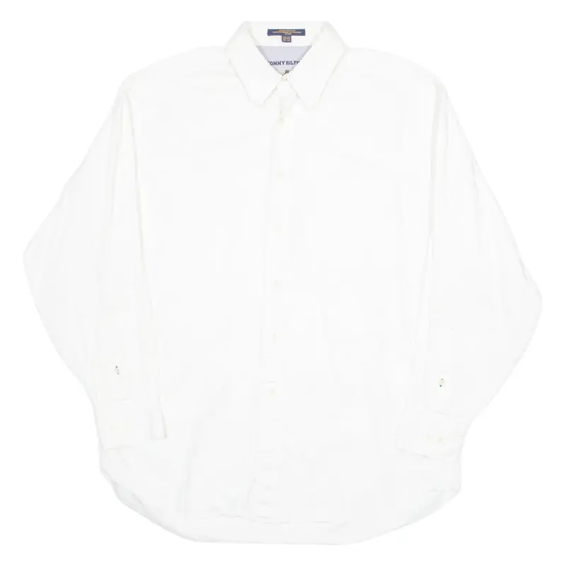 TOMMY HILFIGER Mens Plain Shirt White Long Sleeve M