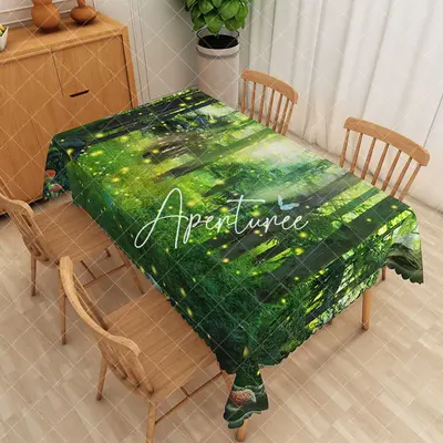 Aperturee Spring Green Magic Forest Rectangular Tablecloth, 52 x 70 inch, 30.82 USD, rectangle tablecloths, ZWH01904-A