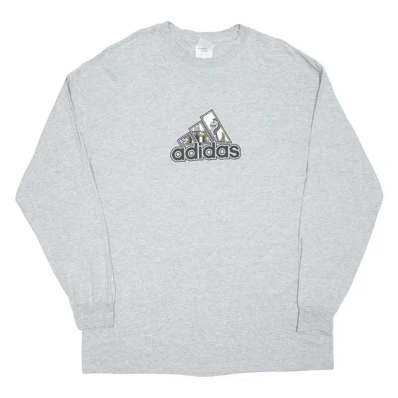 ADIDAS Mens T-Shirt Grey Long Sleeve L
