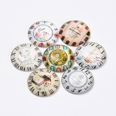 Printed Glass Flat Back Cabochons