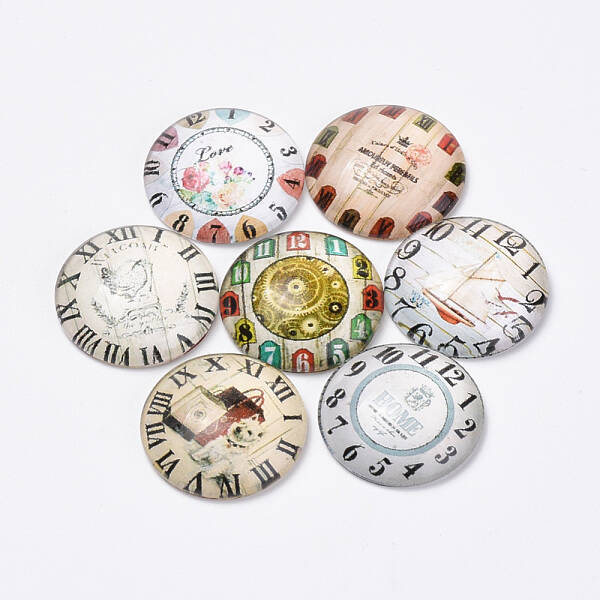 Printed Glass Flat Back Cabochons