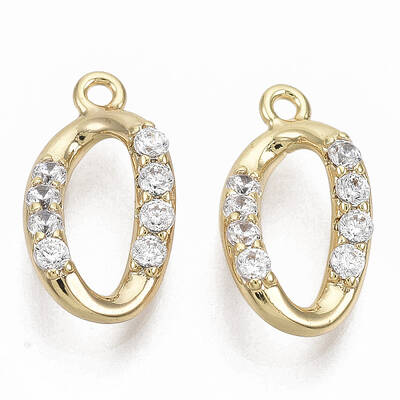 Brass Micro Pave Clear Cubic Zirconia Charms