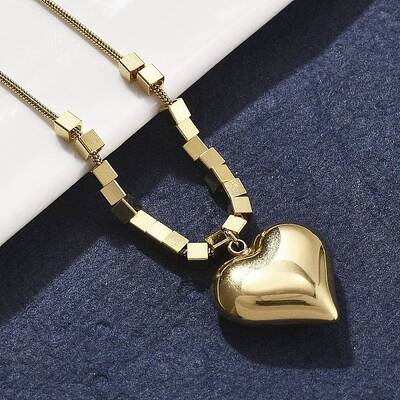 304 Stainless Steel Heart Pendant Necklaces