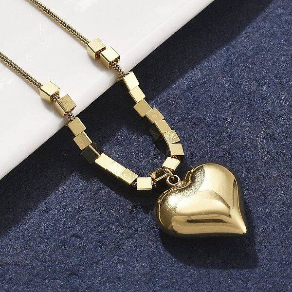 304 Stainless Steel Heart Pendant Necklaces