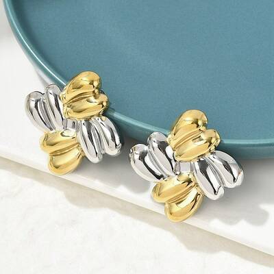 304 Stainless Steel Two Tone Stud Earrings