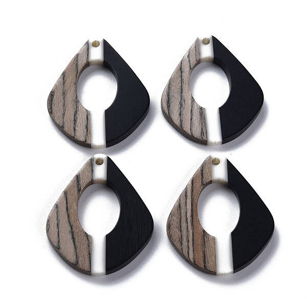 Opaque Resin & Walnut Wood Pendants