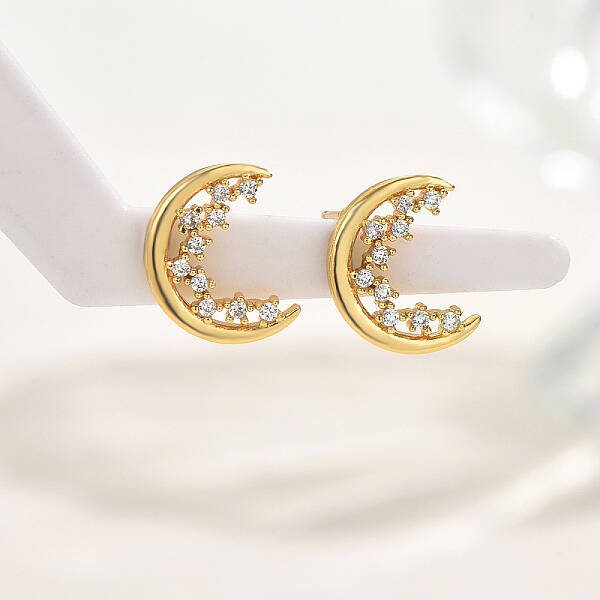 Fashionable Gold Plated Brass Stud Earrings for Women