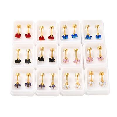 Square Glass Ear Fake Plugs