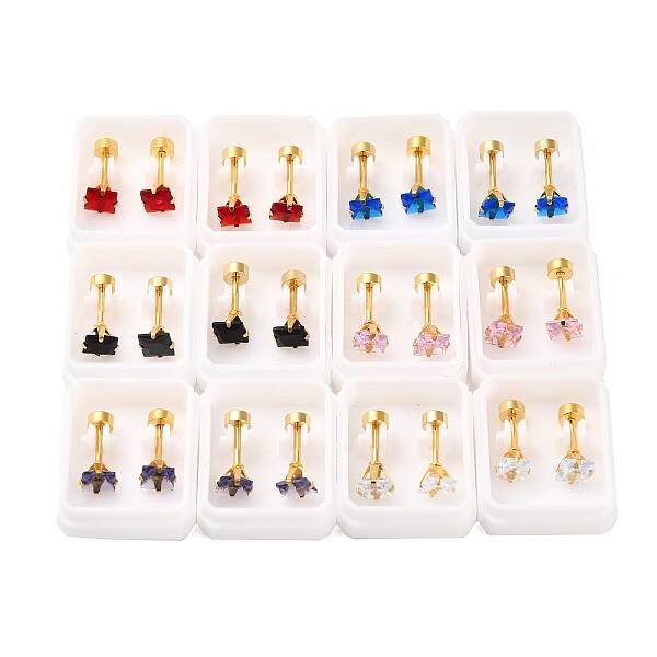 Square Glass Ear Fake Plugs