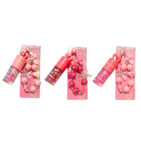 Lip Gloss Keychain Pink with Heart and Bead Charms Fashion Accessory