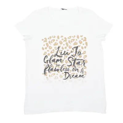 LUI JO Animal Print T-Shirt White Short Sleeve Womens M