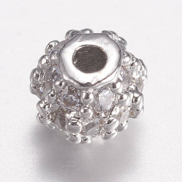 Brass Micro Pave Cubic Zirconia Beads