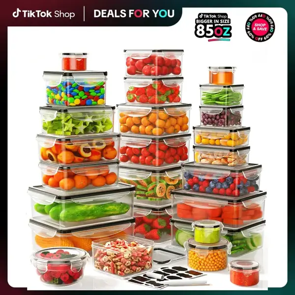 40 PCS Extra Large 85oz Airtight Food Storage Containers Set (20 Containers + 20 Lids), Leakproof, Reusable, Microwave & Dish...