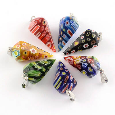 Cone Handmade Millefiori Glass Pendants