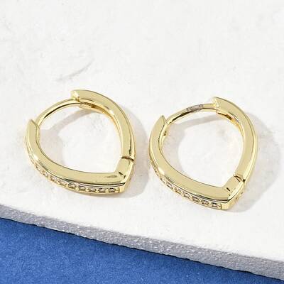 Teardrop Brass Micro Pave Cubic Zirconia Hoop Earrings