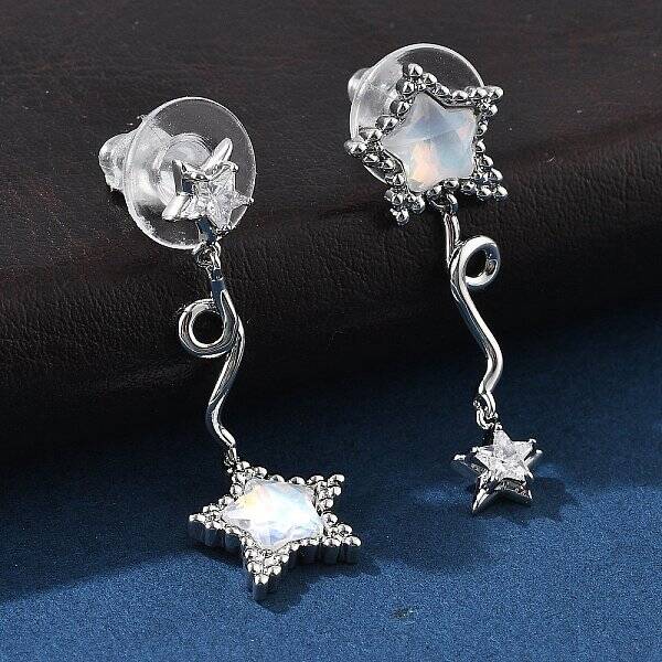 Star Brass Clear Cubic Zirconia Stud Earrings