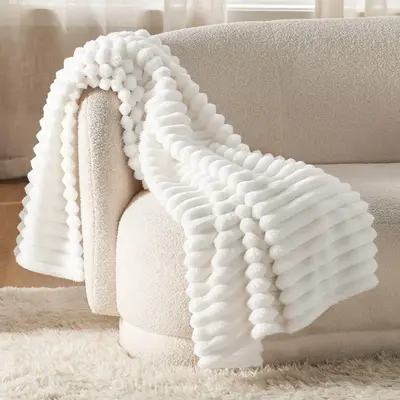 White Fleece Throw Blanket for Couch - Super Soft Cozy Blankets for Women, Cute Small Blanket for Girls, 50x60 Inches