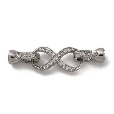 Brass Micro Pave Clear Cubic Zirconia Fold Over Clasps