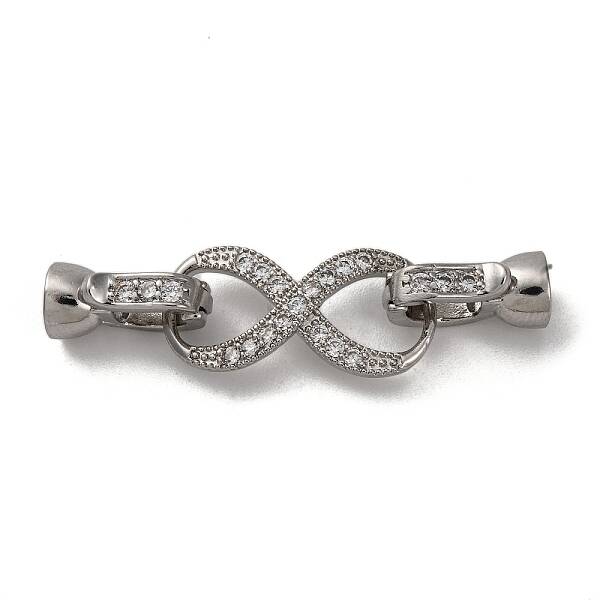 Brass Micro Pave Clear Cubic Zirconia Fold Over Clasps