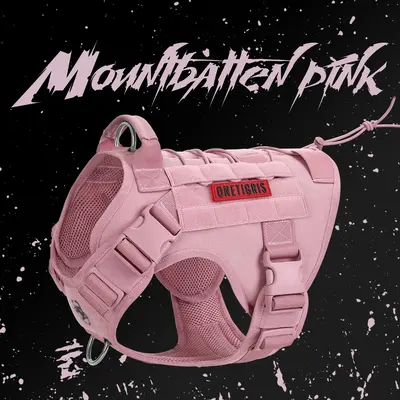 Mountbatten Pink!!!   OneTigris Fire Watcher Tactical Dog Harness – MOLLE Safety Service Dog Vest with Handle & No-Pull D-R...